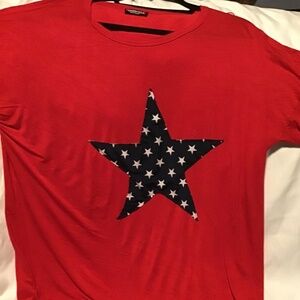 3X Heimsh U.S.A. Red Short Sleeve Blue Star Shirt